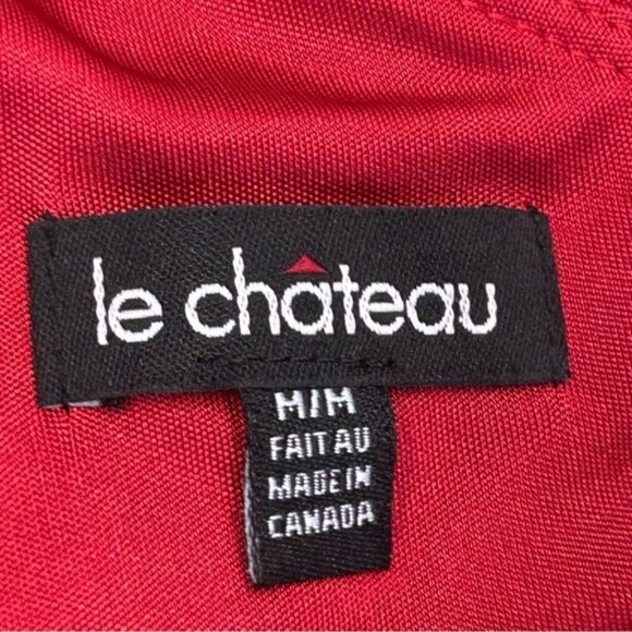 Le Chateau red one shoulder draped ruched web sleeve mini cocktail dress M - Picture 12 of 15